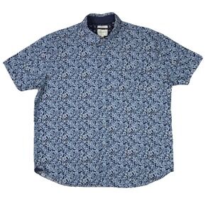 CON.STRUCT Men's XXL Slim Fit Blue Paisley Stretch Button Down Shirt Preppy